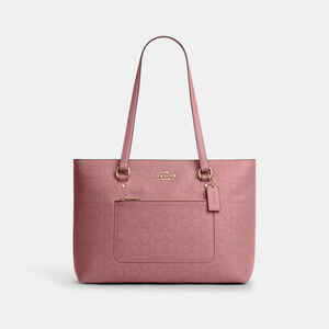 Coach Station Tote Bag In Signature Leather (Peony)
